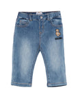 Jeans per neonato Moschino Kids con ricamo MUP065LXE43 40332 MOSCHINO KIDS