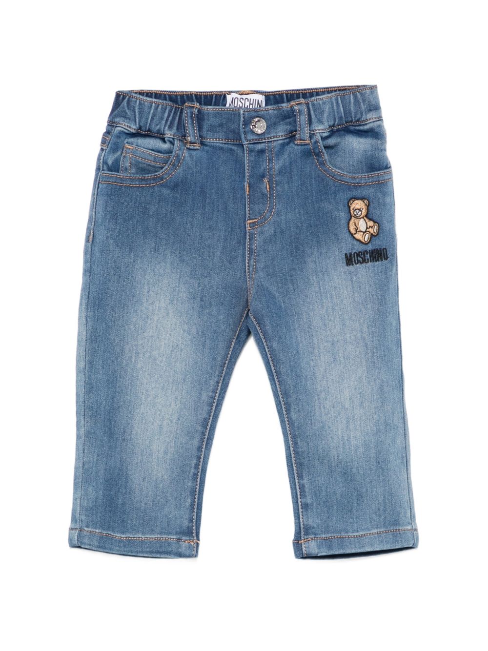 Jeans per neonato Moschino Kids con ricamo MUP065LXE43 40332 MOSCHINO KIDS 