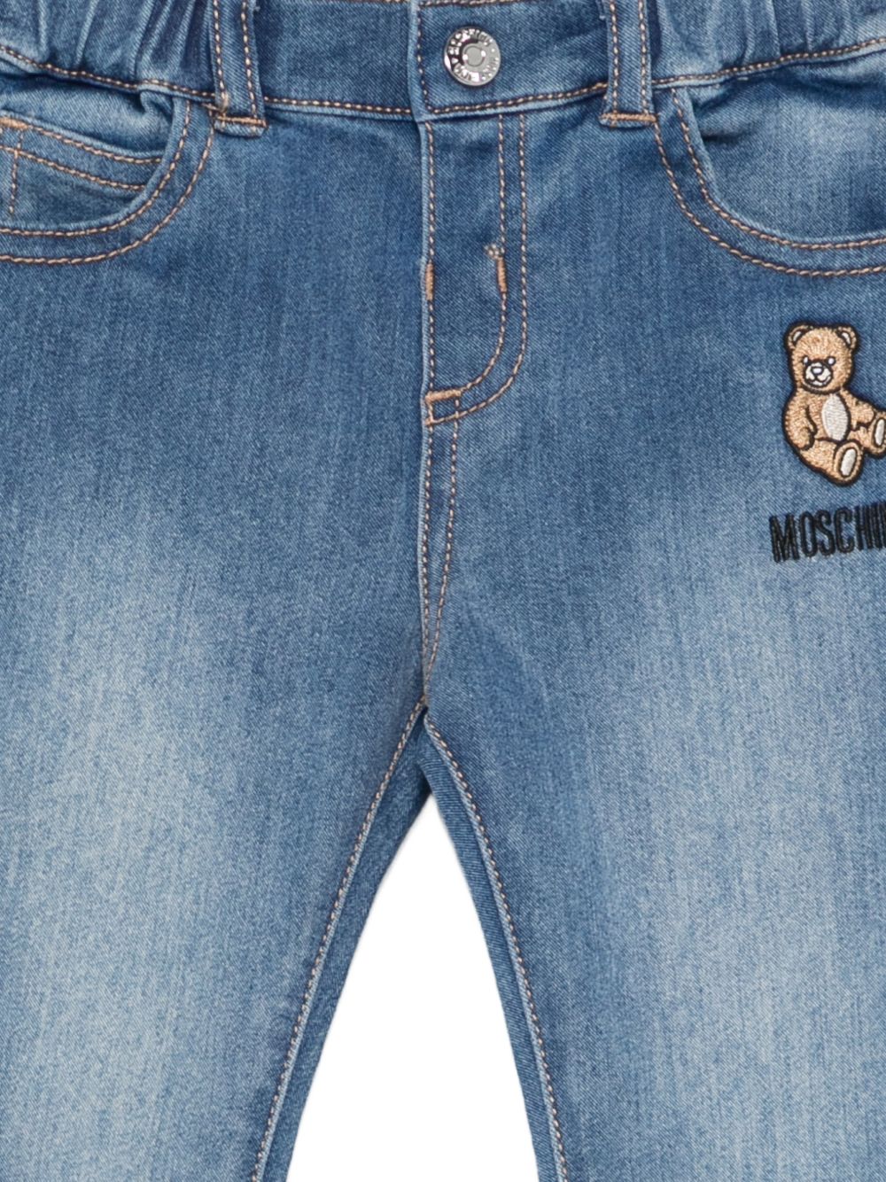 Jeans per neonato Moschino Kids con ricamo MUP065LXE43 40332 MOSCHINO KIDS 