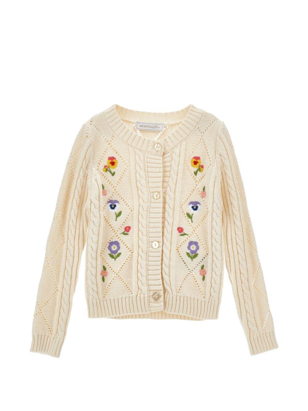 Cardigan per bambina Monnalisa con ricami - Ninna Nanna