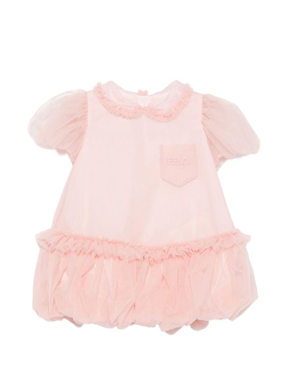 Abito per neonata Fendi Kids con rouches BFB627AEXX F1UL9 FENDI KIDS 