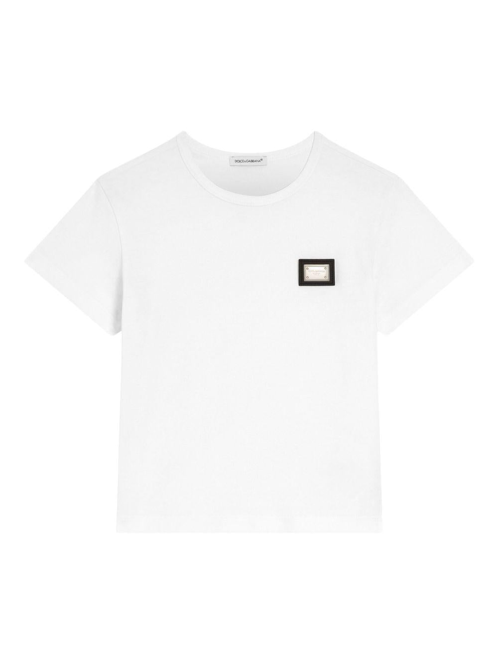 T-shirt per bambino Dolce & Gabbana Kids con placca L4JT7TG7P1T W0800 DOLCE & GABBANA KIDS 