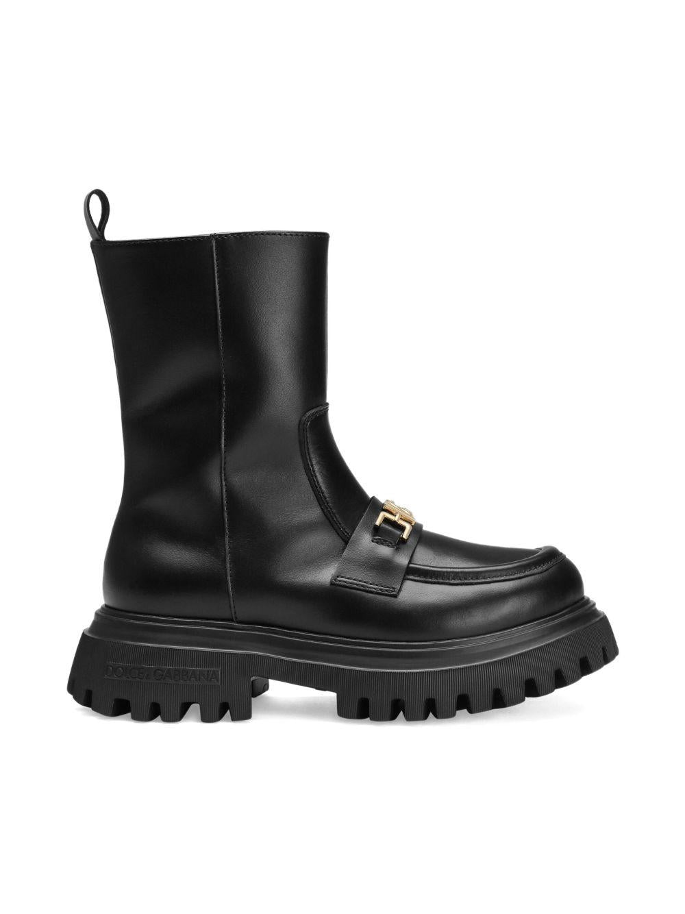Stivali per bambina Dolce &amp; Gabbana Kids con placca D11328AO227 80999 DOLCE &amp; GABBANA KIDS 