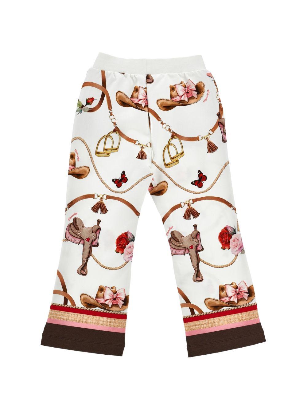 Pantaloni per bambina Monnalisa con stampa 19H4018005 029F MONNALISA 
