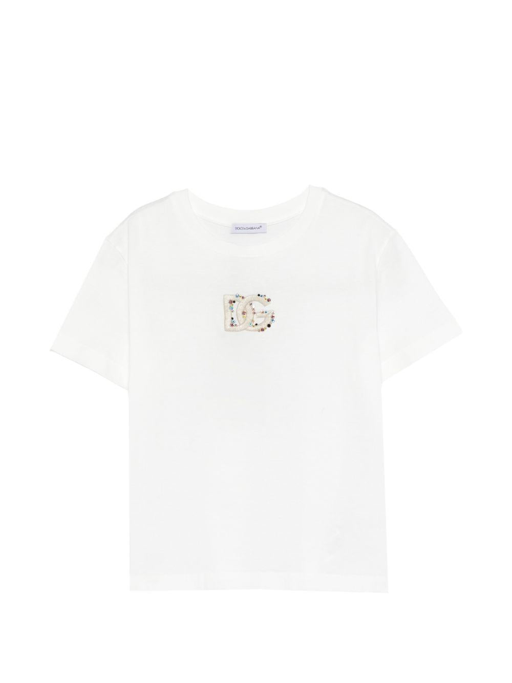 T-shirt per bambina Dolce & Gabbana Kids con logo L5JTQUG7P0K W0111 DOLCE & GABBANA KIDS 
