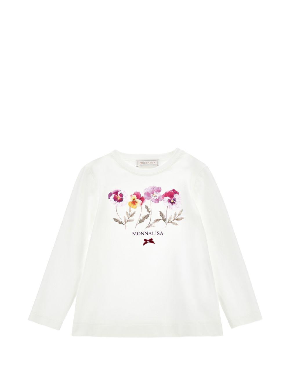 T-shirt per bambina Monnalisa con fiori 11H6158201 0001 MONNALISA 