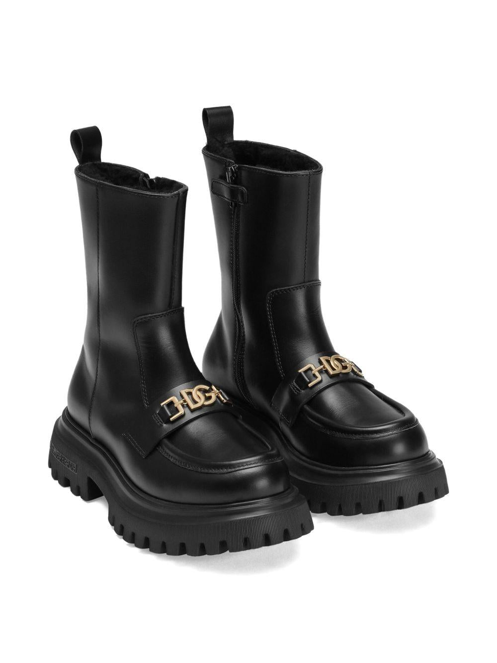 Stivali per bambina Dolce &amp; Gabbana Kids con placca D11328AO227 80999 DOLCE &amp; GABBANA KIDS 