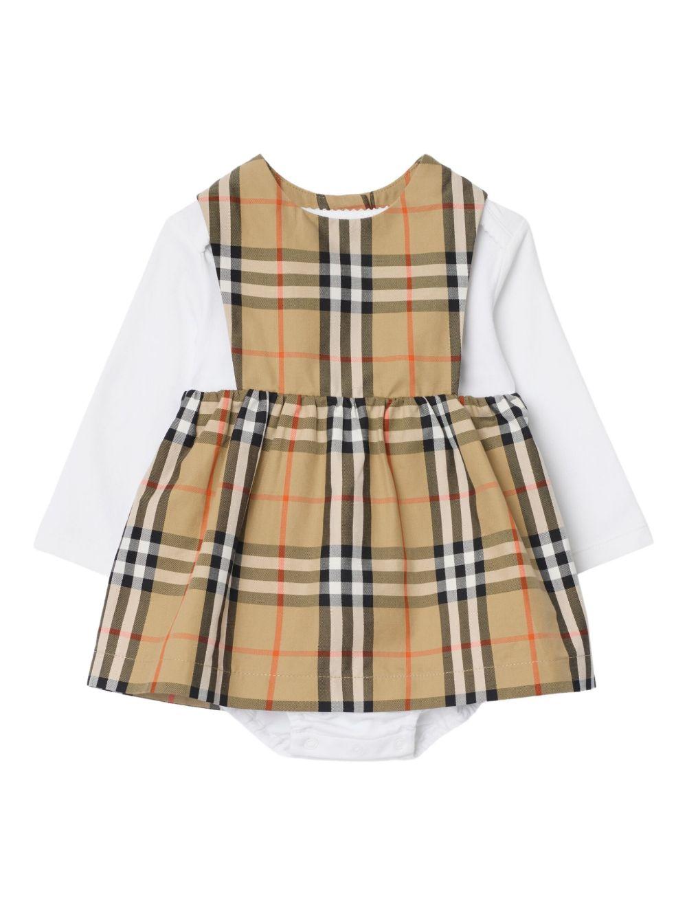 Set abito per neonata Burberry Kids in check 8117967 B9368 BURBERRY KIDS 