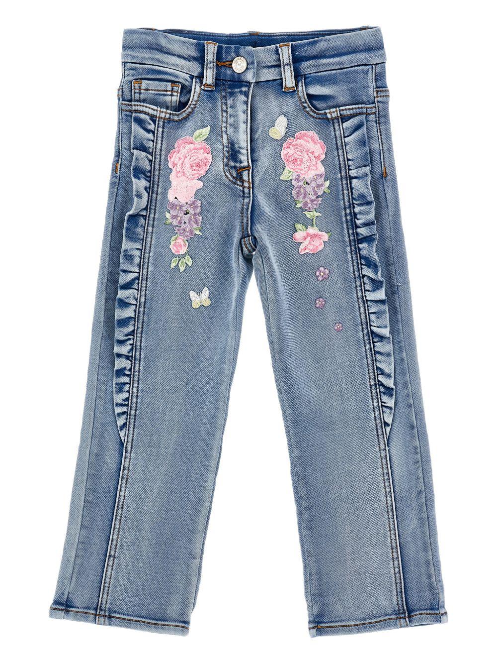 Jeans per bambina Monnalisa con ricamo 19G4047015 055B MONNALISA 