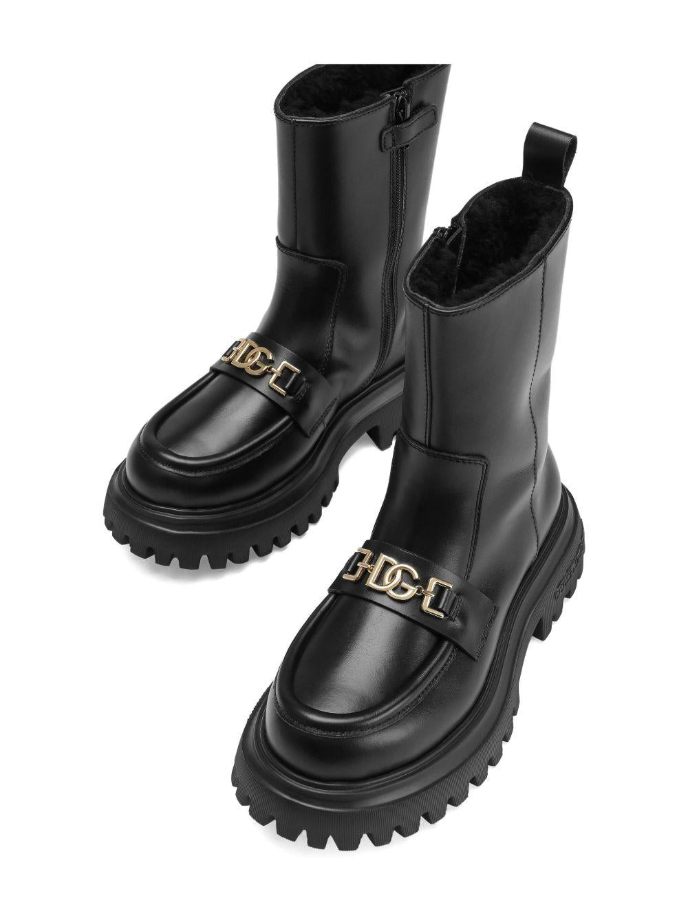 Stivali per bambina Dolce &amp; Gabbana Kids con placca D11328AO227 80999 DOLCE &amp; GABBANA KIDS 