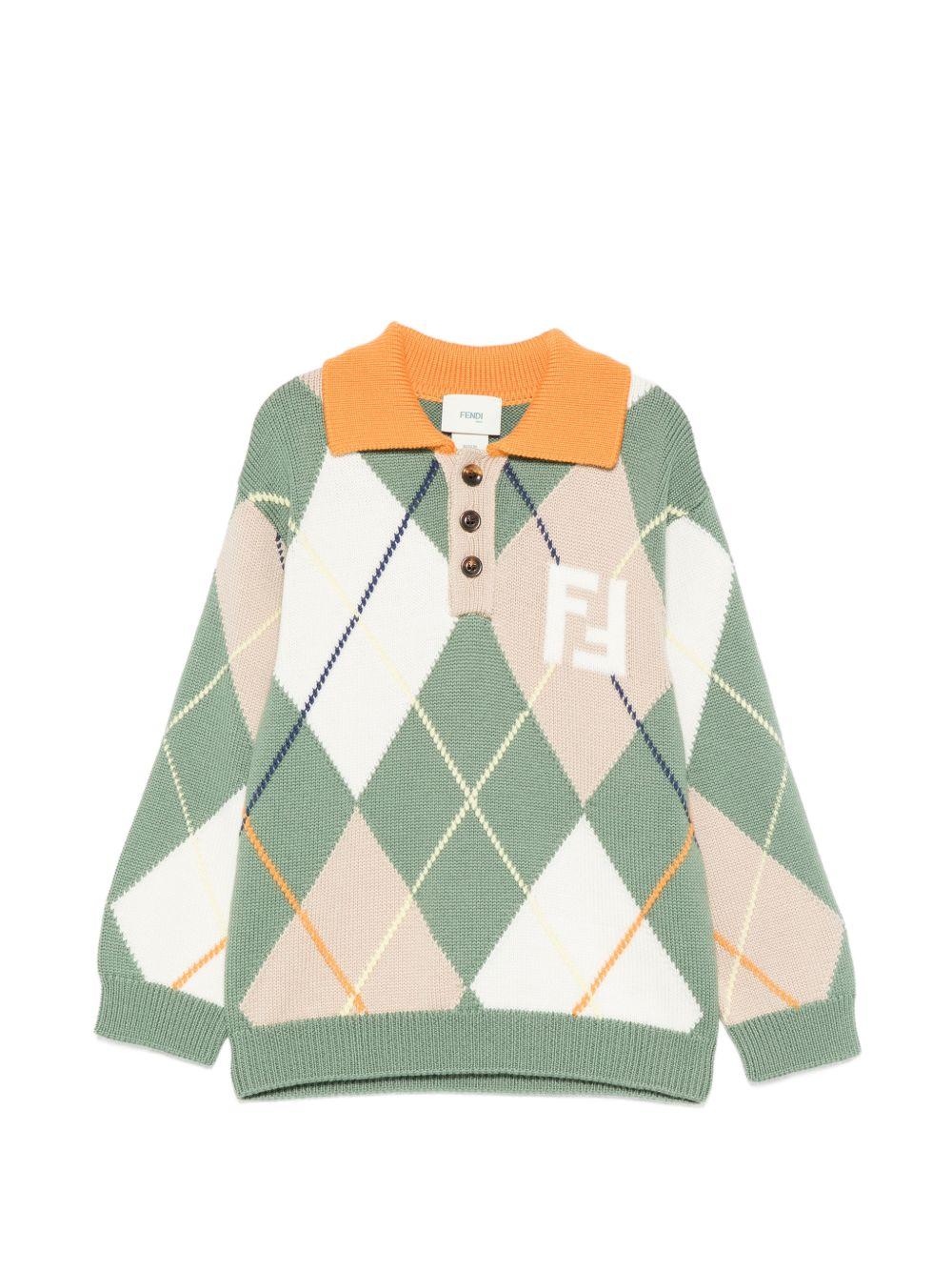 Maglione unisex Fendi Kids stile polo JMG167AJ8X F1V3S FENDI KIDS 
