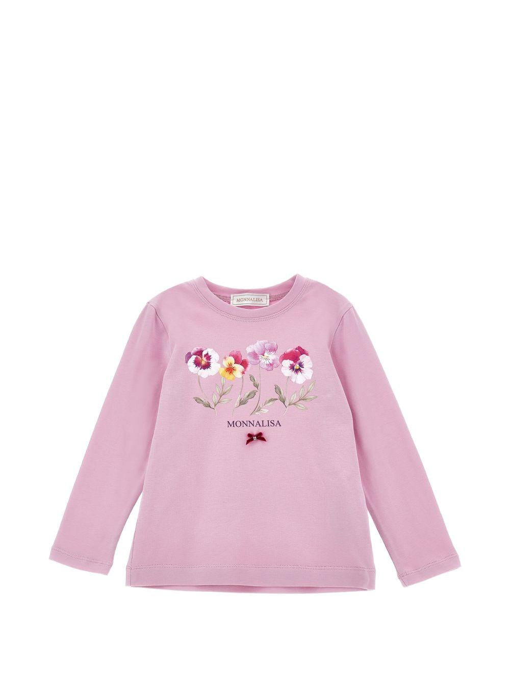 T-shirt per bambina Monnalisa con fiori 11H6158201 0063 MONNALISA 