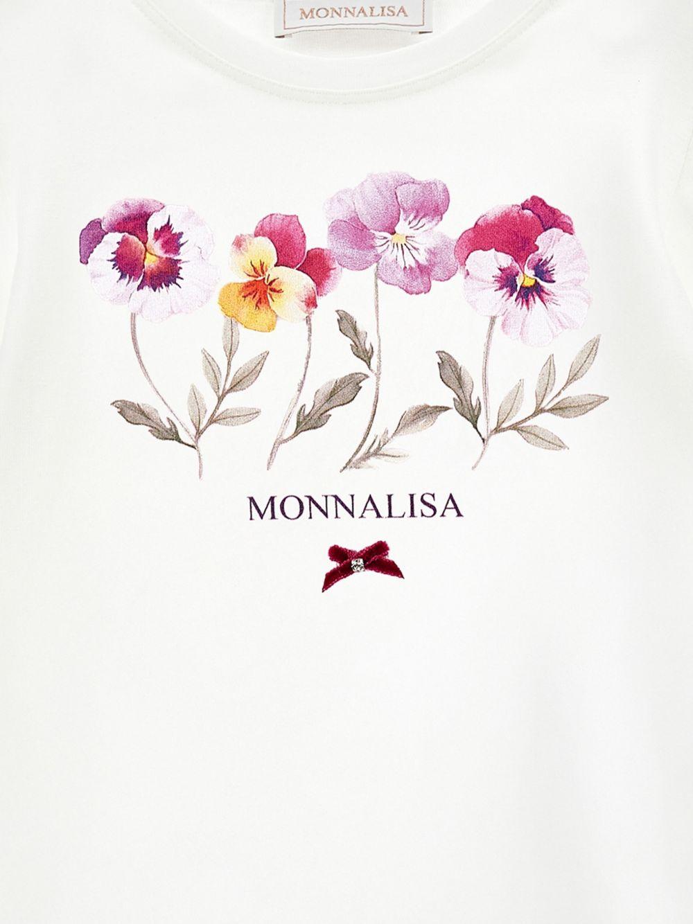T-shirt per bambina Monnalisa con fiori 11H6158201 0001 MONNALISA 