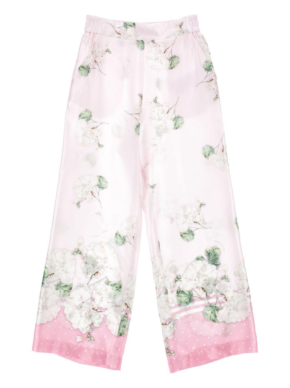 Pantaloni per bambina Monnalisa floreale - Ninna Nanna