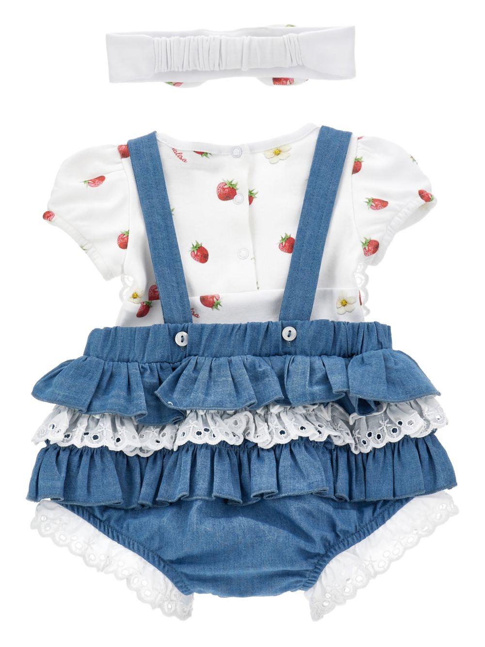 Set body per neonata Monnalisa con salopette - Ninna Nanna