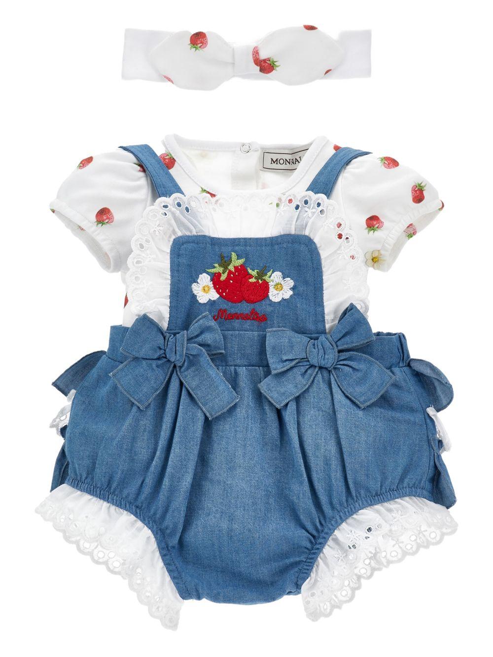 Set body per neonata Monnalisa con salopette - Ninna Nanna