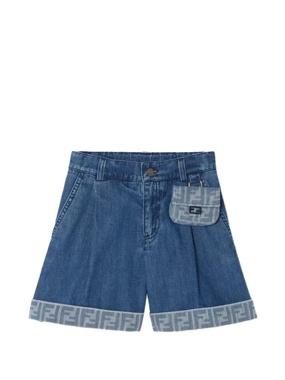 Shorts per bambina Fendi Kids in denim - Ninna Nanna
